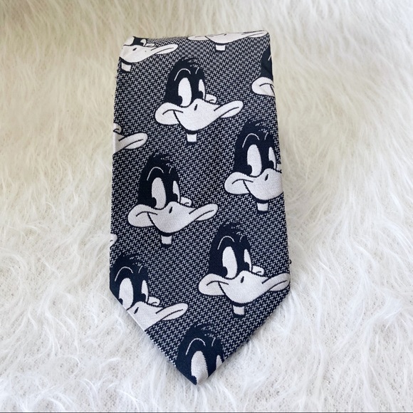 Vintage Cervantes Warner Bros Daffy Duck Black and Grey Tie - Picture 1 of 4
